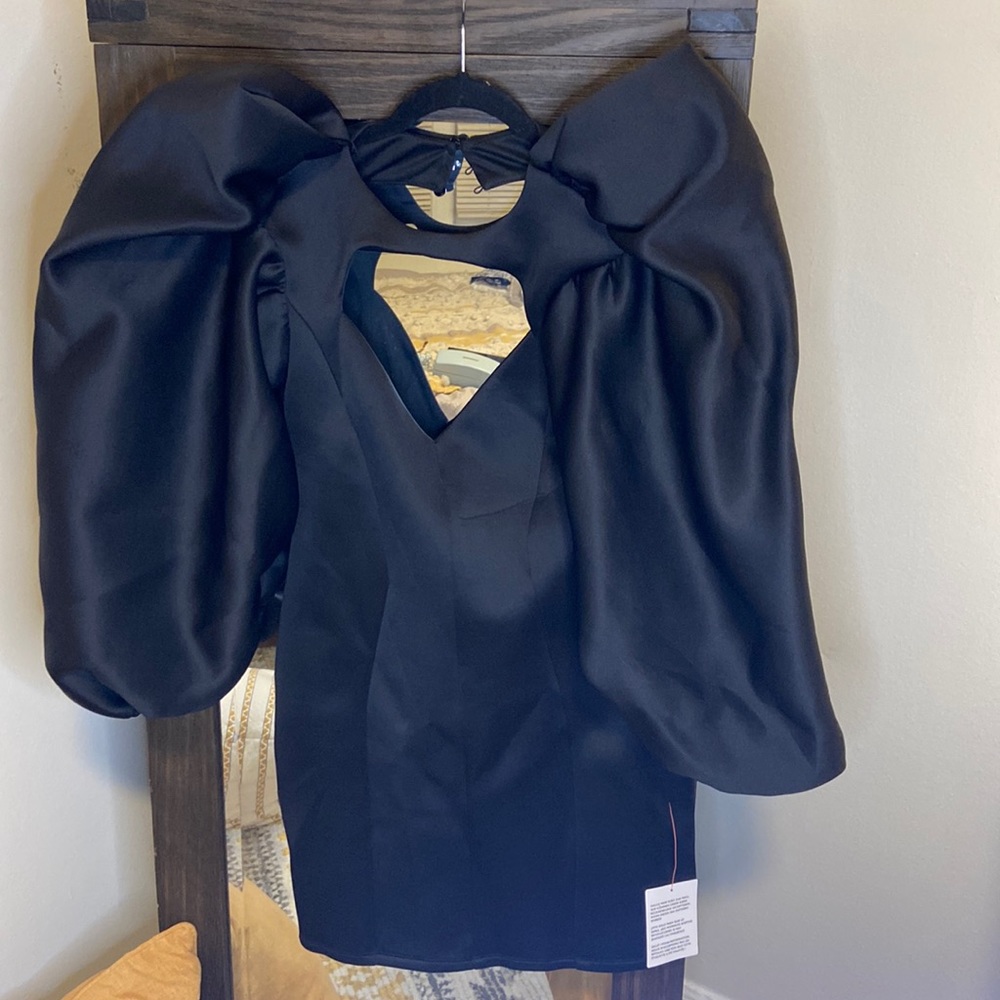 Size 10 Black Puffer Sleeve Fitted Dress ASOS Design